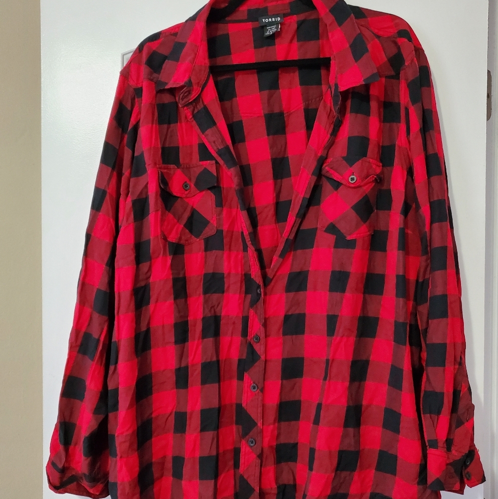 Red buffalo button up plaid